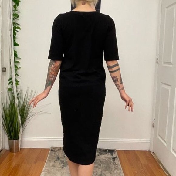 Monrow Mommy Jersey Lace-Up Midi Dress Short Sleeve Size L Black - Picture 9 of 16